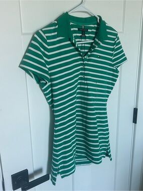 Women’s Tommy Hilfiger Green & White Striped Polo